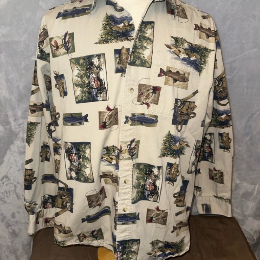 Vintage Woolrich men’s fishing button down XL‎ brushed cotton